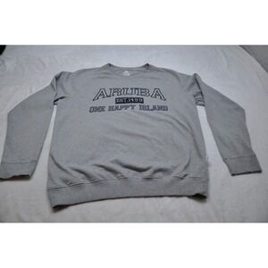 JoAnn's Aruba Sweatshirt Mens 2XL Gray One Happy Island Pullover Crewneck Cotton